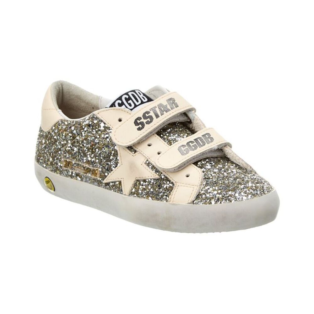 Golden Goose Old School Glitter & Leather Sneaker, White